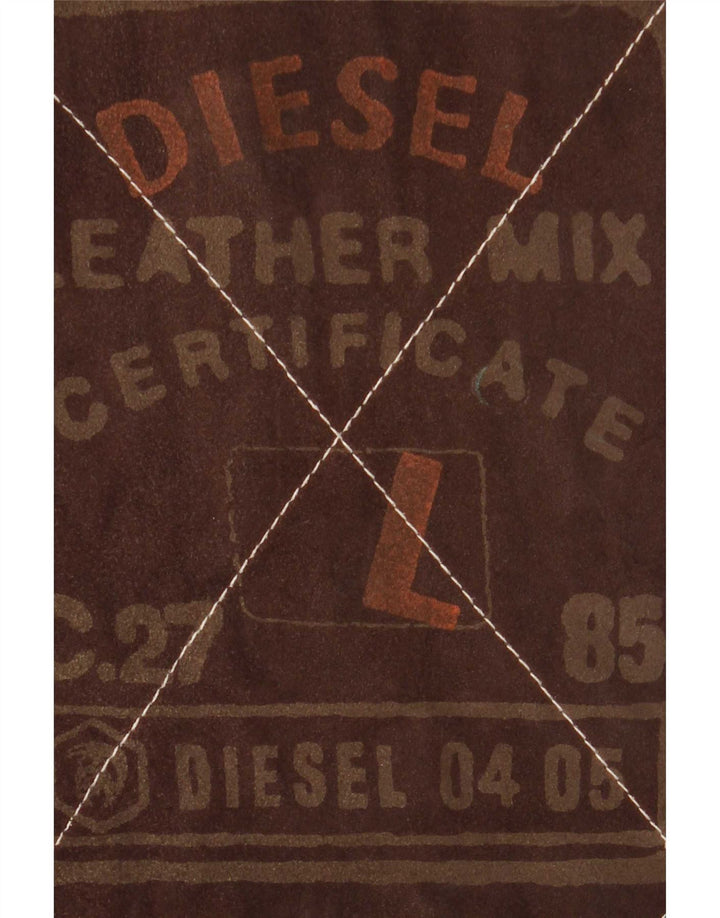 Diesel Chaqueta reversible para hombre UK 40 Large Marrón Cuero a cuadros