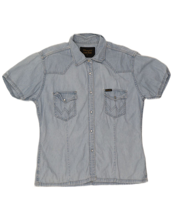 Wrangler Camisa Vaquera De Manga Corta Para Mujer UK 40 XL Algodón Azul