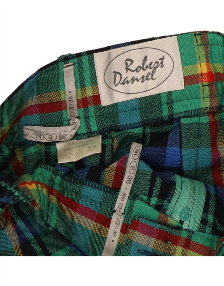 VINTAGE Bermudas de cintura alta para mujer Reino Unido 10 Pequeño W24 Verde Check