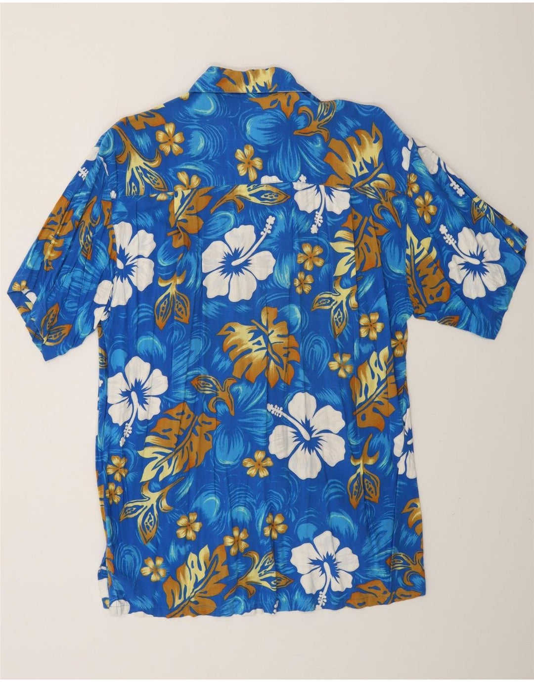 VINTAGE Camisa hawaiana de manga corta para hombre XL Azul Floral
