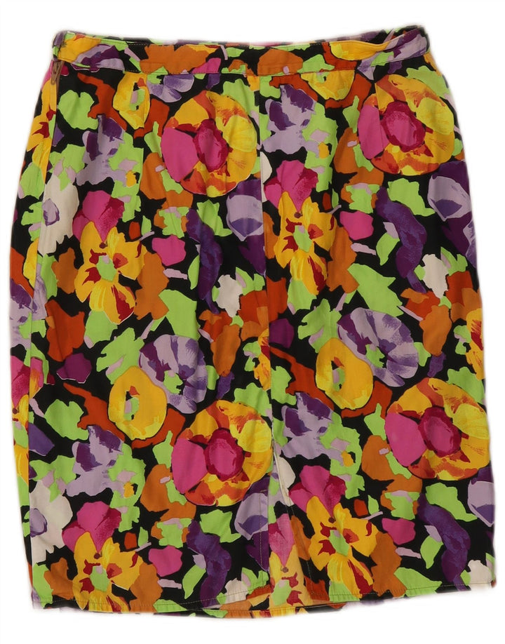 Falda recta vintage para mujer W26 pequeña floral multicolor