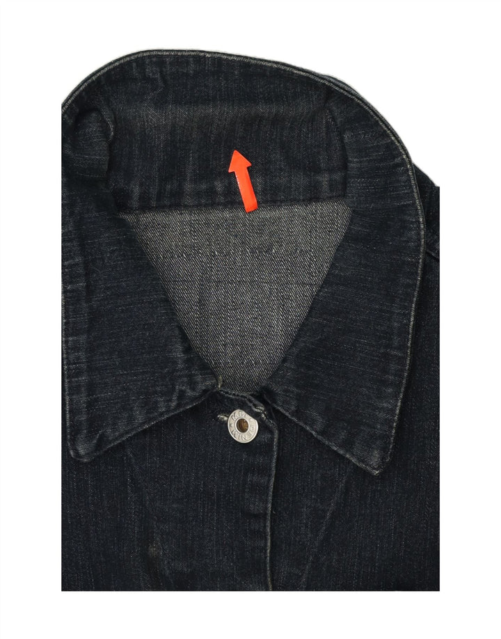 MET Womens Denim Jacket UK 16 Large Navy Blue Cotton Vintage MET and Second-Hand MET from Messina Hembry 