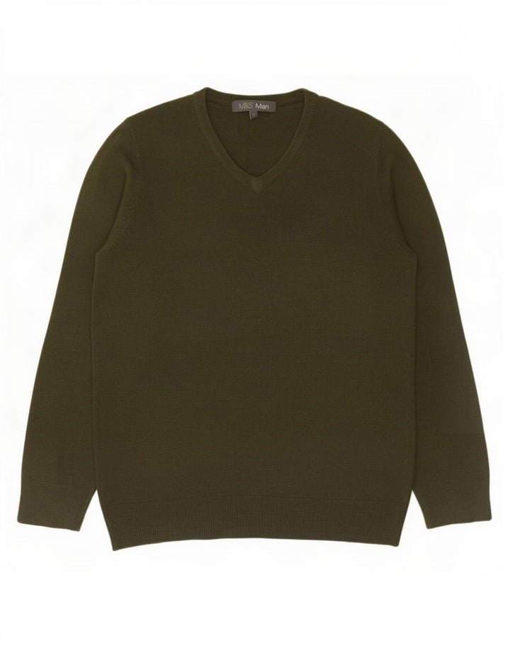 Marks & Spencer Suéter con Cuello en V para Hombre Acrílico Caqui Pequeño
