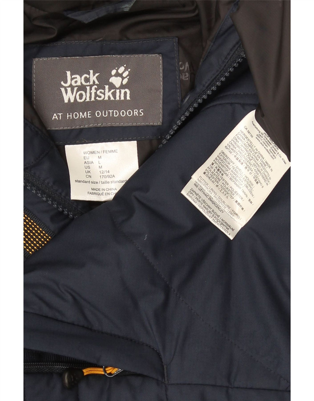 Jack Wolfskin Abrigo acolchado con capucha para hombre UK 12/14 Medio Azul marino Poliéster