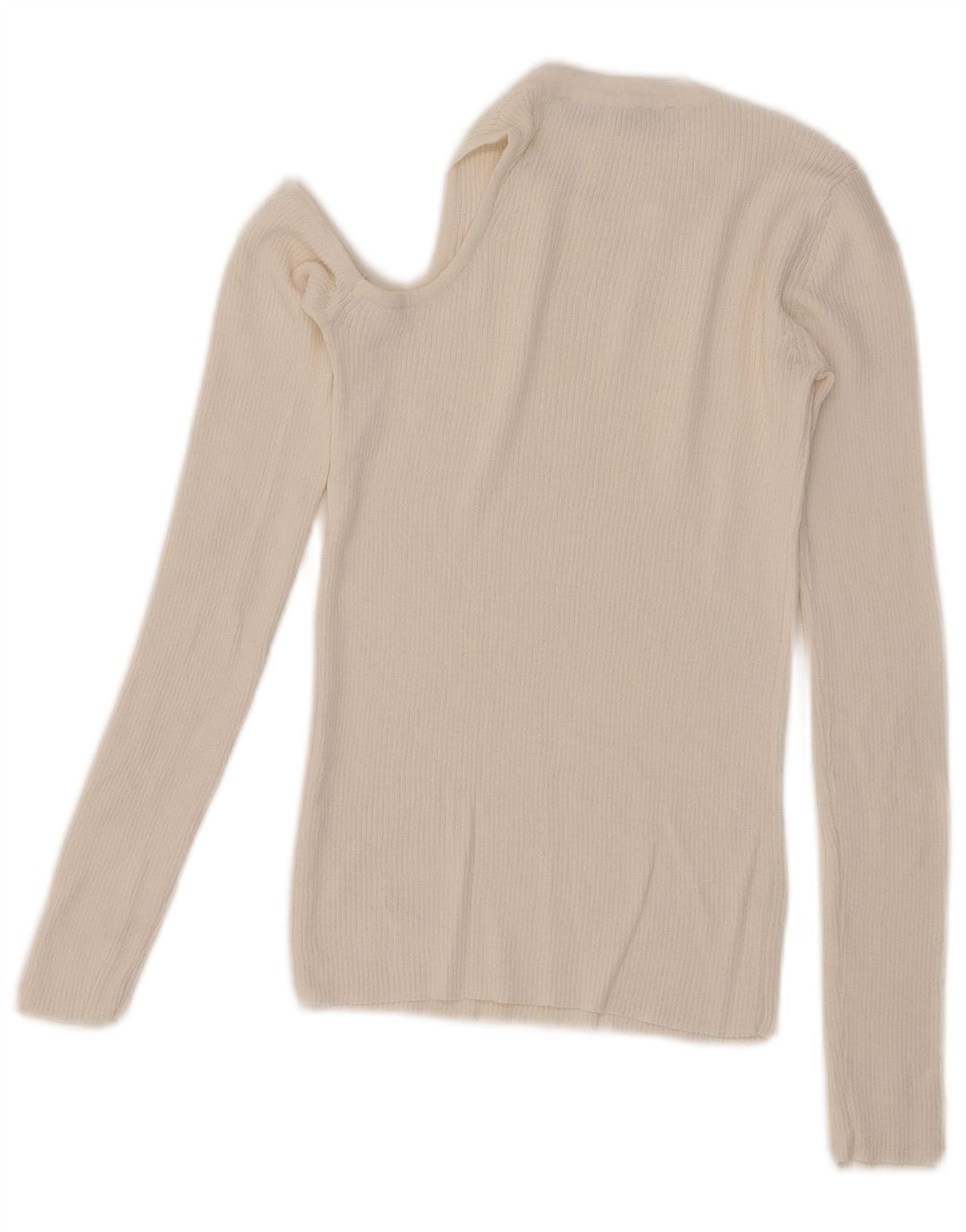 Zara Mujer Top De Un Hombro Manga Larga UK 8 Small Blanco