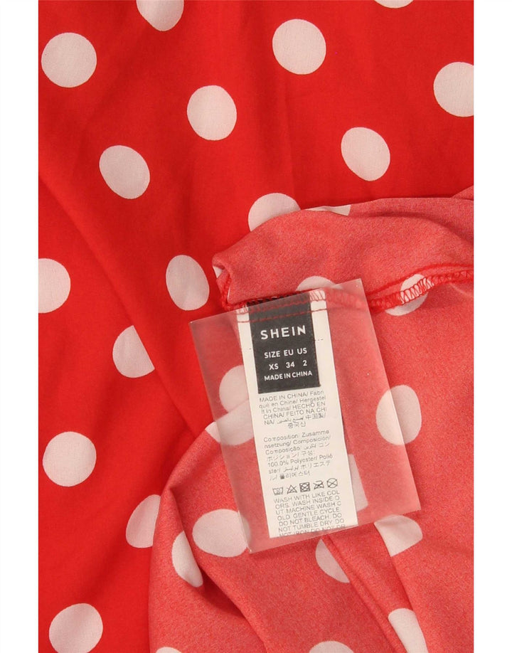 Falda Shein Mujer Acampanada XS W24 Poliéster De Lunares Rojos