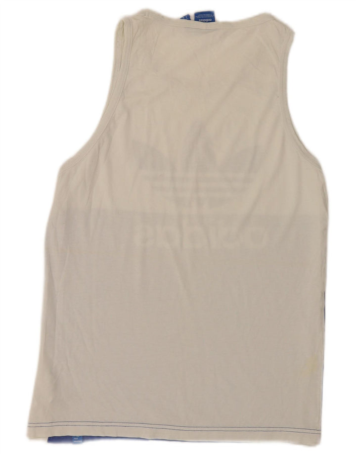 Adidas Hombre Camiseta Sin Mangas Con Estampado De Algodón Color Block Blanco Mediano