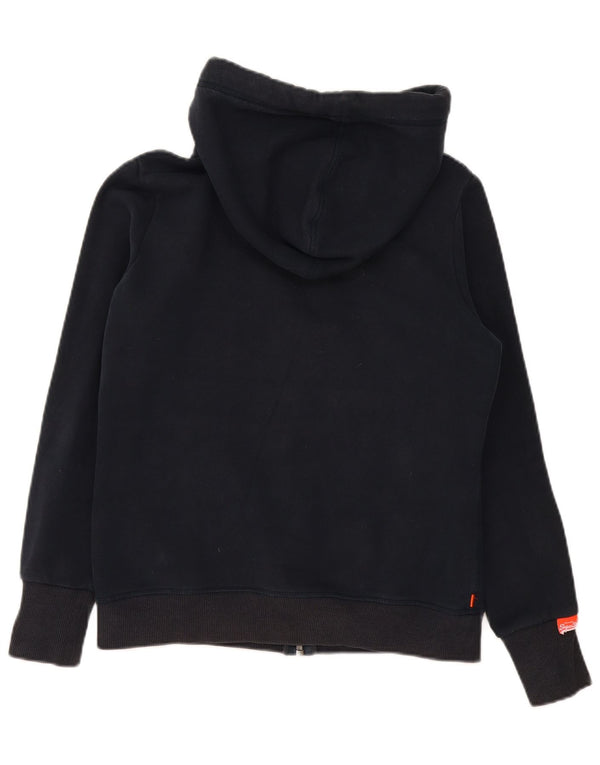 Superdry Womens Zip Hoodie Sweater UK 16 Large Navy Blue Cotton