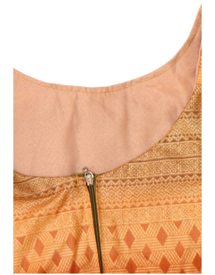 Vintage mujer blusa Top Reino Unido 12 medio naranja geométrico