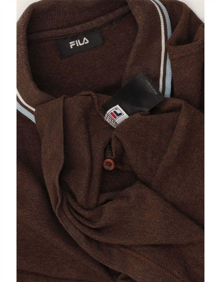 Fila Polo para hombre de algodón marrón grande