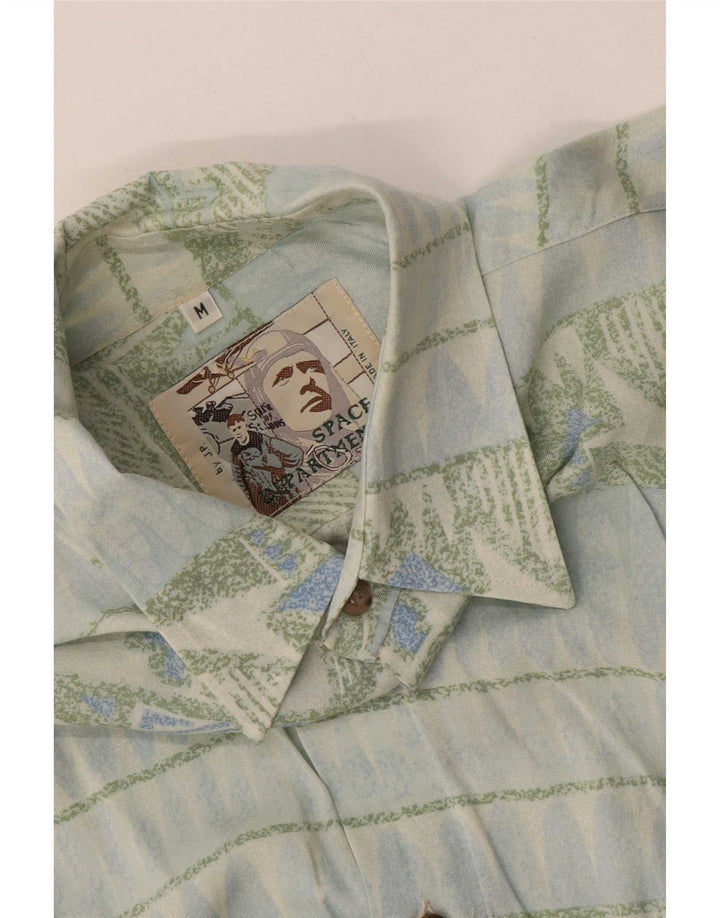 Camisa vintage para hombre azul medio geométrica