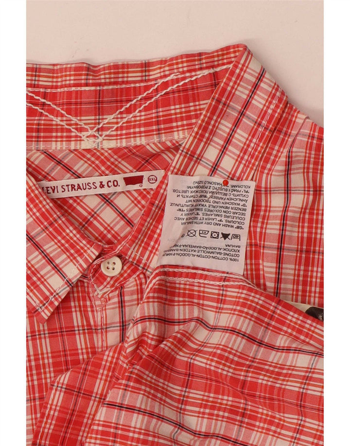 Levi's Camisa de manga corta Denizen para hombre, talla 2XL, algodón a cuadros rojos