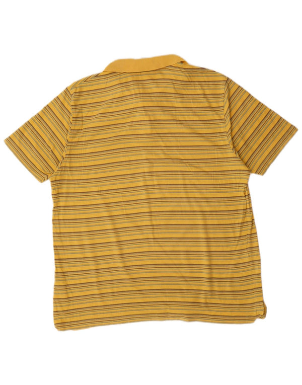 NIKE Mens Polo Shirt UK 47/49 2XL Yellow Striped Cotton