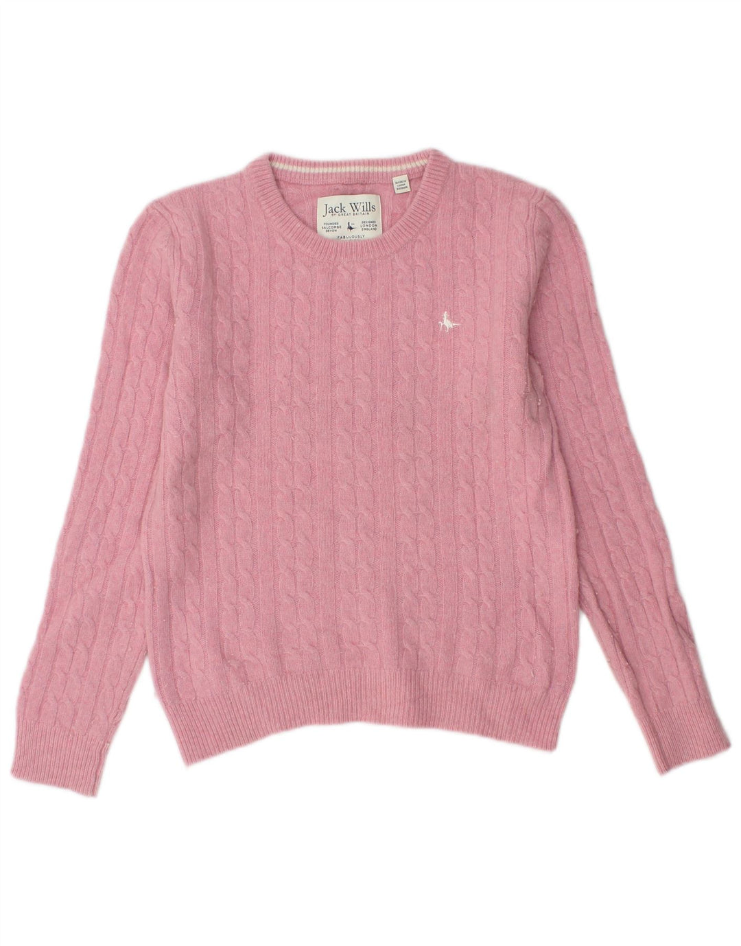 Jack Wills Suéter de cuello redondo para mujer UK 10 Small Pink