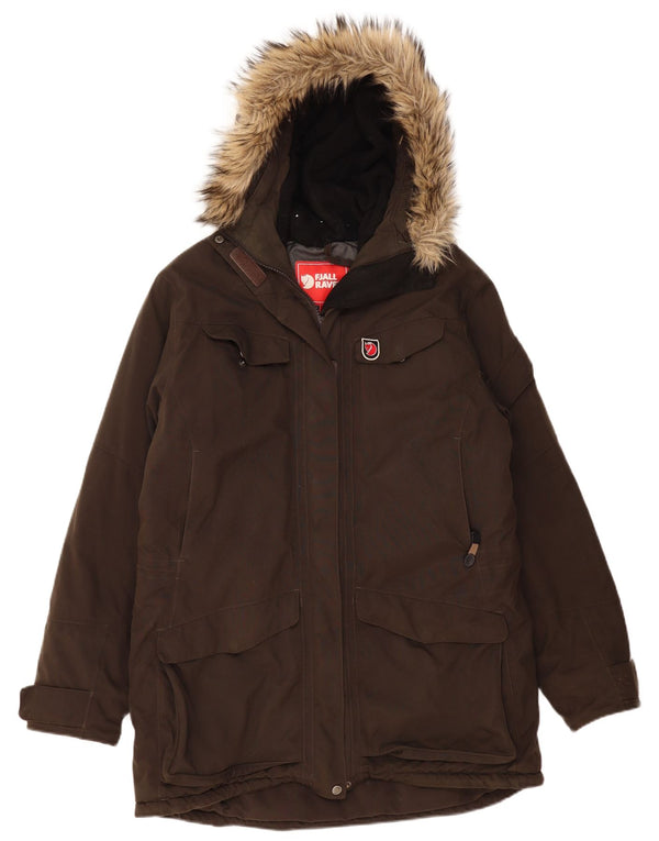 FJALL RAVEN Chaqueta parka con capucha para mujer UK 46 Large Khaki