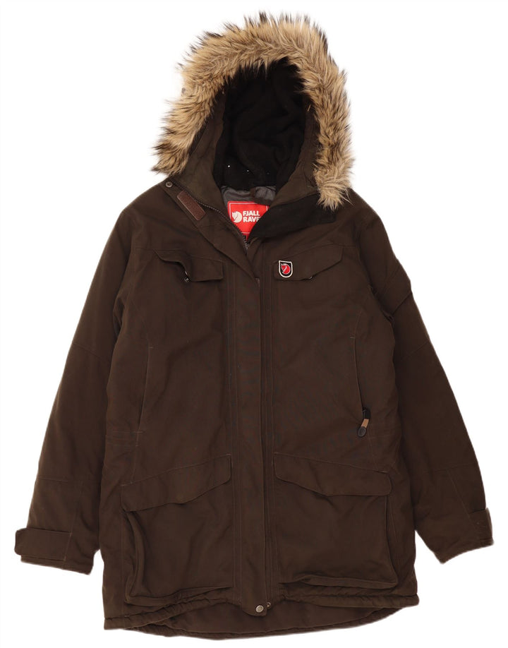 FJALL RAVEN Chaqueta parka con capucha para mujer UK 46 Large Khaki