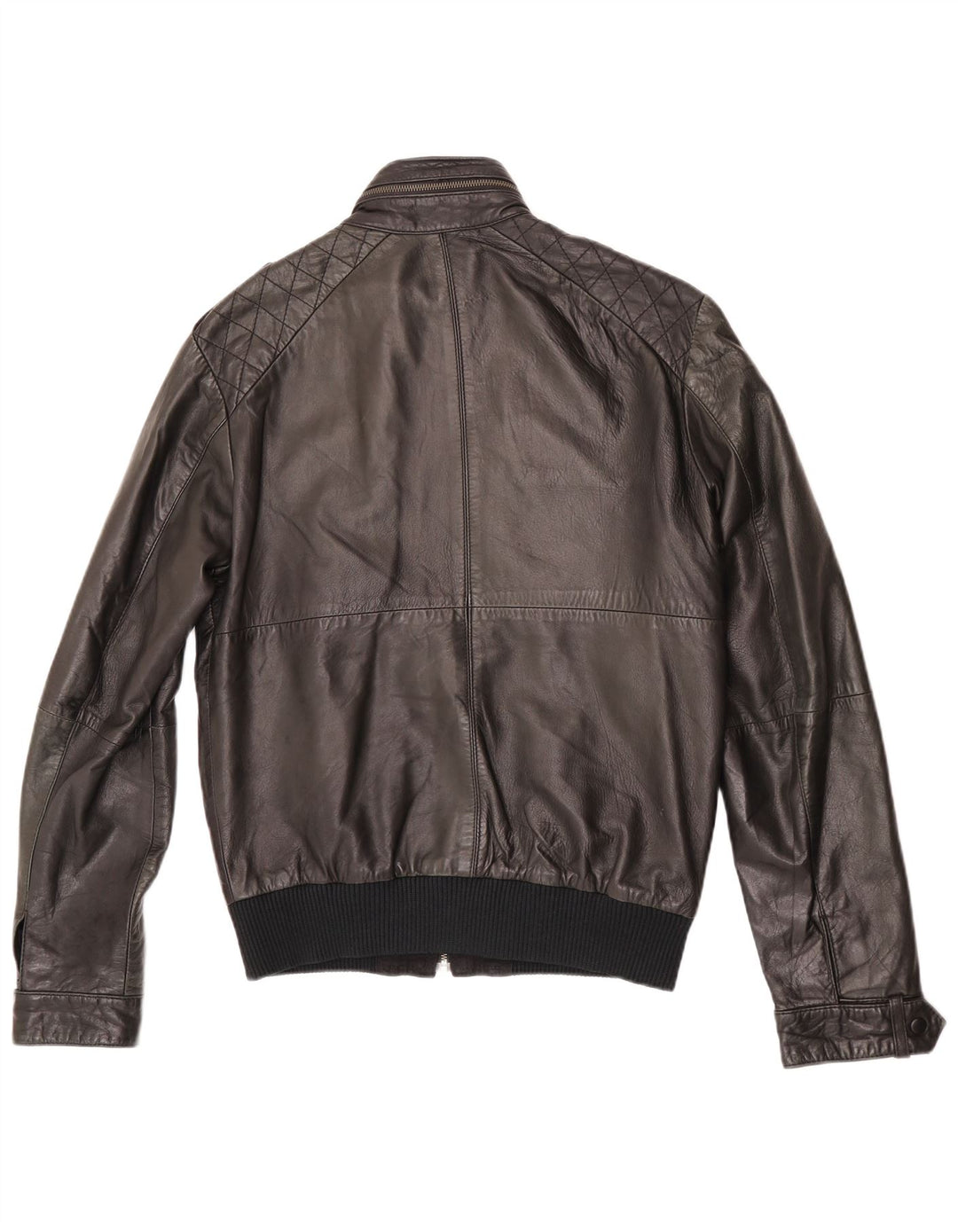 ZARA Chaqueta de cuero para hombre ES 38 Mediana Cuero negro
