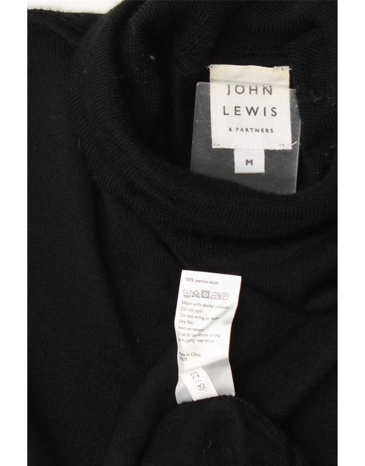 John Lewis - Jersey con cuello vuelto para hombre, lana negra mediana