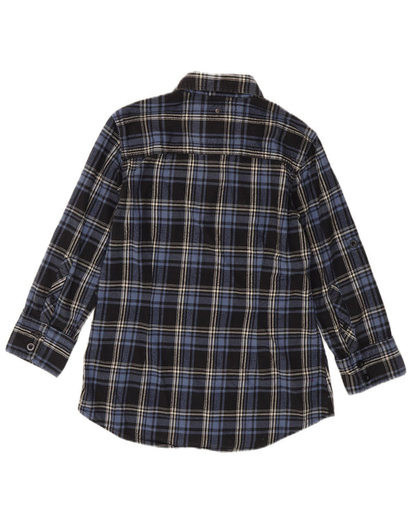 SUPERDRY Camisa de franela de manga 3/4 para mujer UK 44 Medium Navy Blue Check