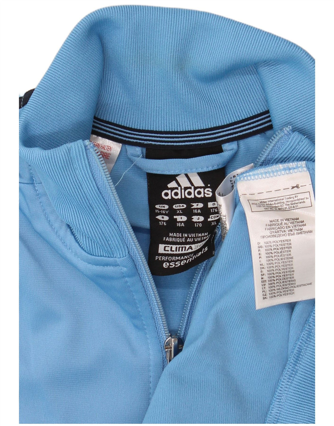 ADIDAS Chicos Clima 365 Chándal Top Chaqueta 15-16 Años Azul Poliéster