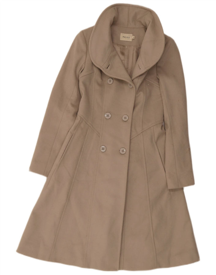 Reiss Abrigo de doble botonadura para mujer UK 6 XS Lana virgen beige