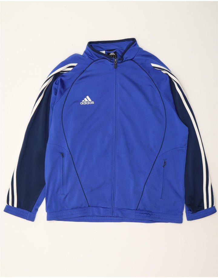 Adidas - Chaqueta de chándal para hombre, talla 44/46, poliéster, color azul grande