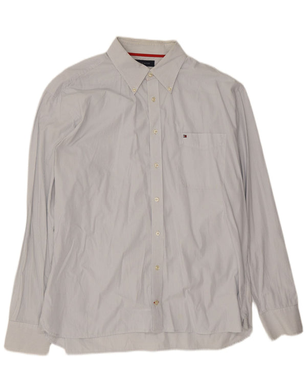 Tommy Hilfiger Camisa para hombre 2XL Algodón a rayas azules