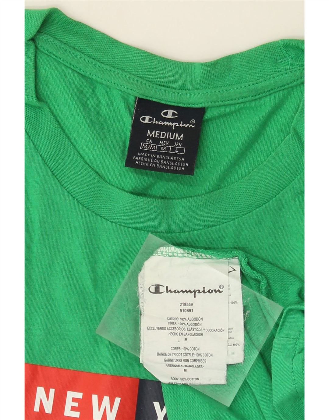 Champion Camiseta Gráfica Para Hombre Top Algodón Verde Medio