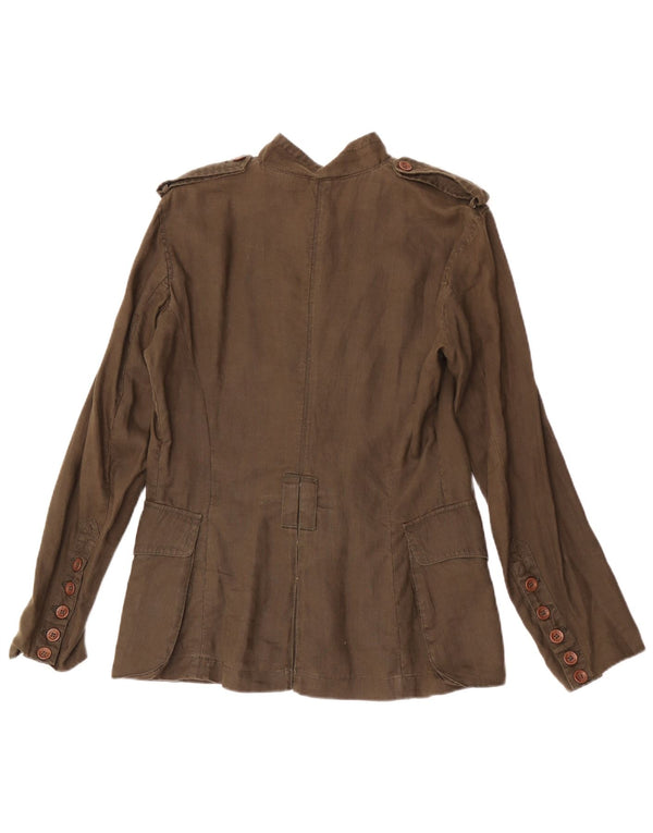 Calvin Klein Jeans Mujer Sobrecamisa Camisa Militar Lino Caqui Mediano