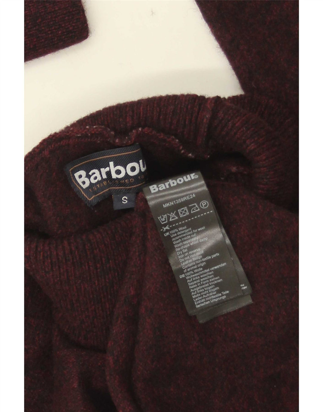 Barbour Jersey con cuello vuelto para mujer UK 10 Small Brown Wool