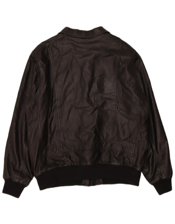 Chaqueta de cuero vintage para hombre Reino Unido 42 XL Negro