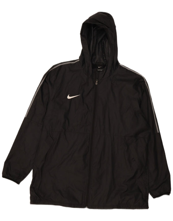 Nike Mens Hooded Rain Jacket UK 44 2XL Black Polyester