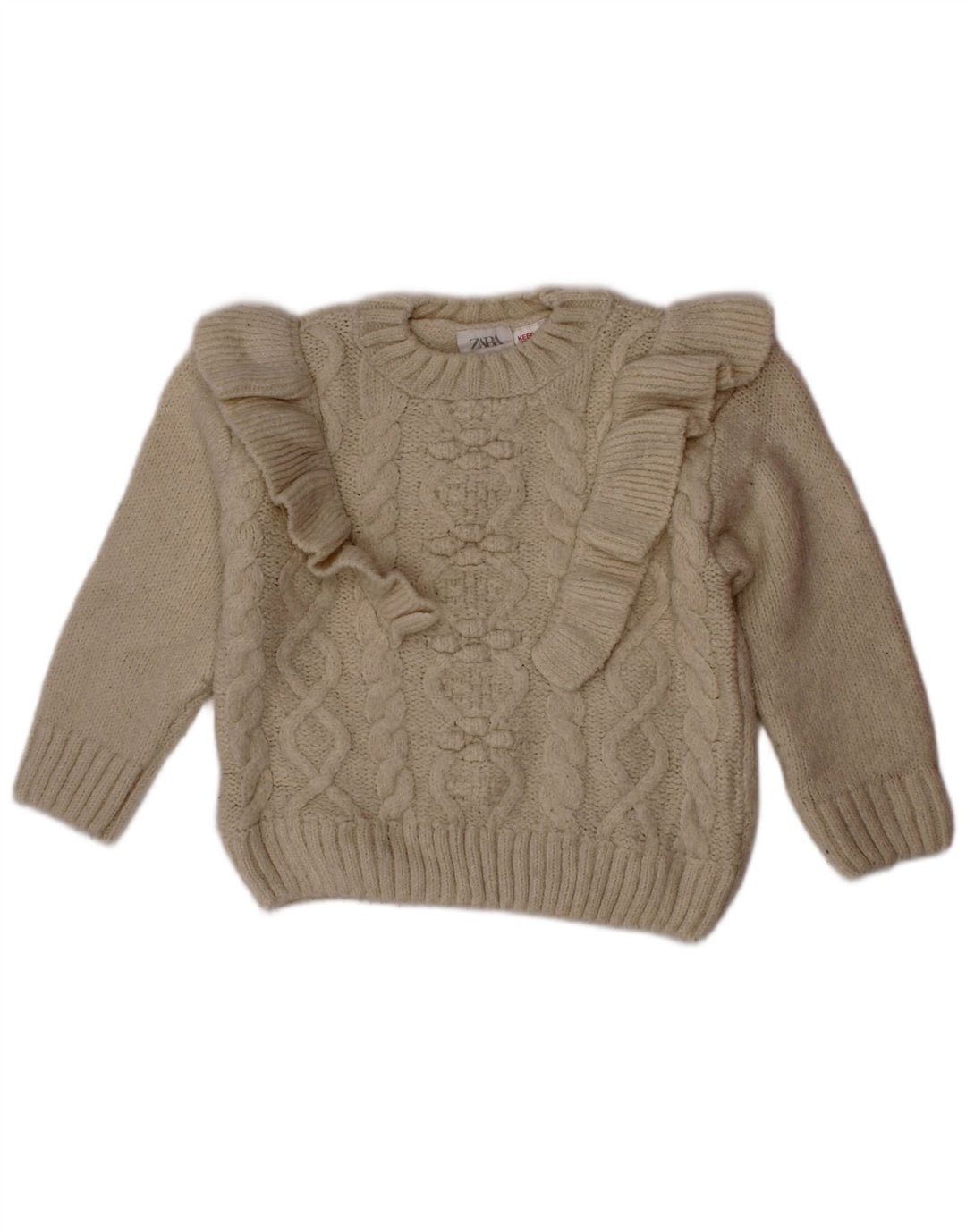 ZARA Jersey Bebé Niña Cuello Redondo 18-24 Meses Blanco Roto