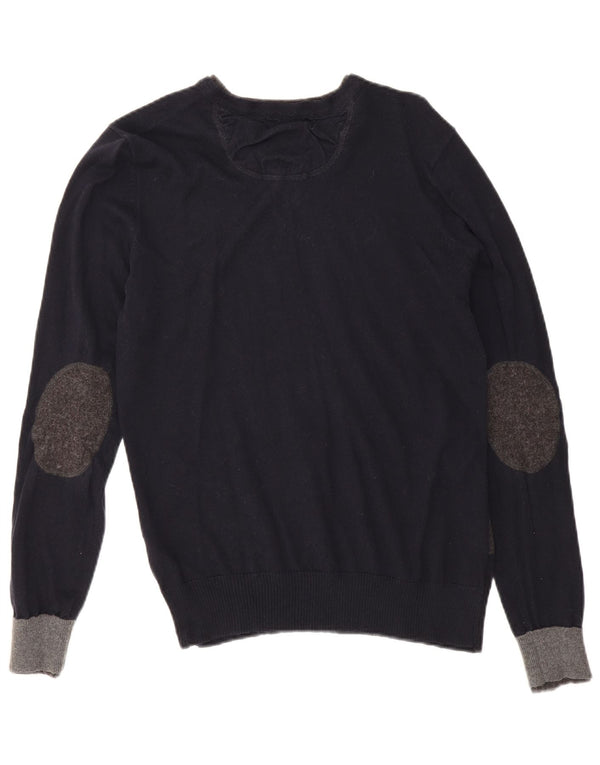 Zara Hombre Jersey Con Cuello En V Jersey Algodón Geométrico Negro Mediano