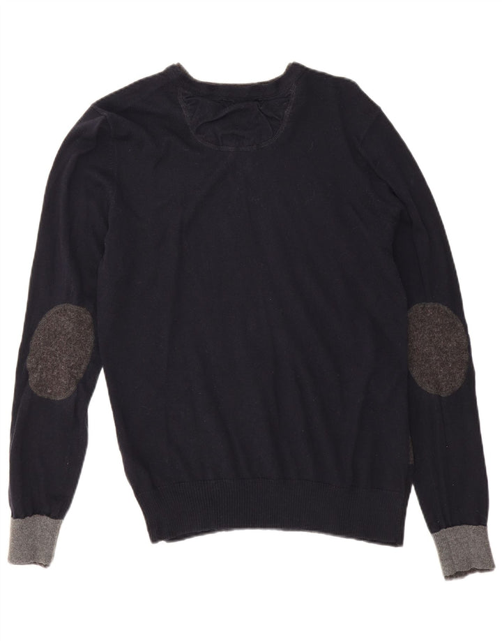 Zara Hombre Jersey Con Cuello En V Jersey Algodón Geométrico Negro Mediano