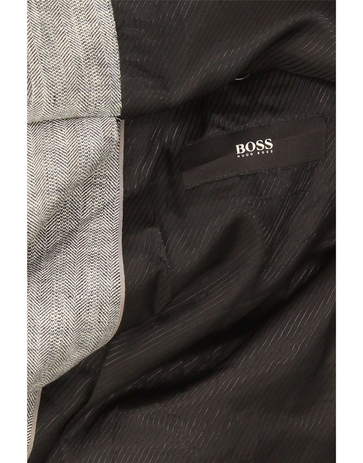 Hugo Boss Chaqueta tipo blazer de 2 botones para hombre EU 62 6XL Lino gris