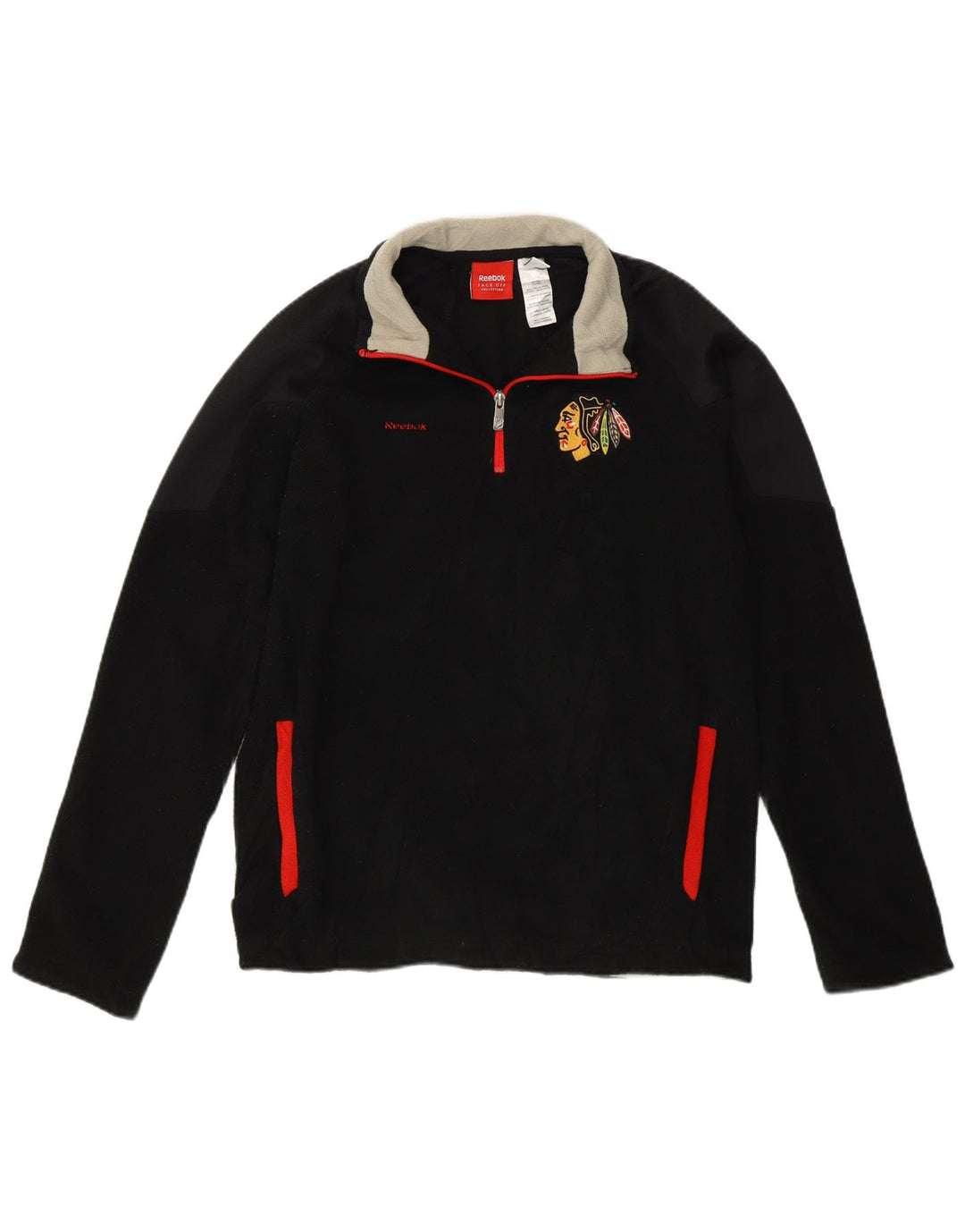 Reebok - Jersey de forro polar para niños, talla grande, color negro, 12-13 años