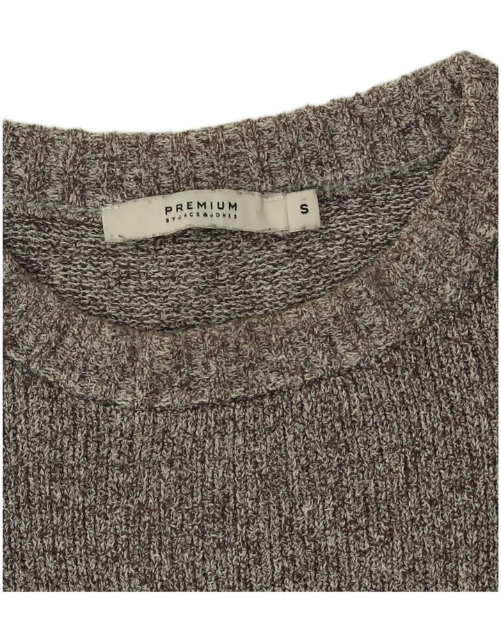Jack & Jones Jersey con cuello redondo para hombre, talla pequeña, algodón gris