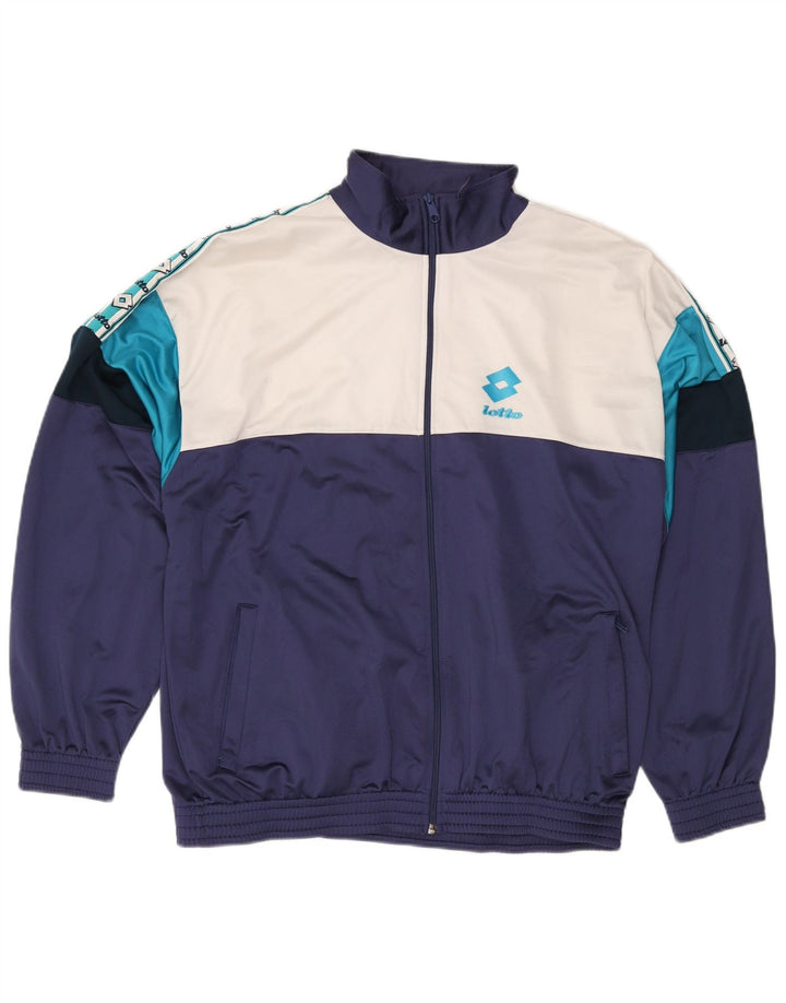 LOTTO Chaqueta superior de chándal con gráfico para hombre 2XL Azul marino Colorblock