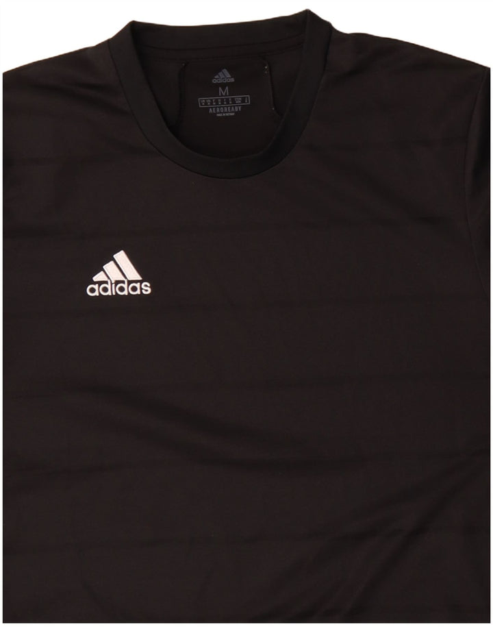 Adidas Hombre Aeroready Camiseta Top Mediano Negro Rayas Poliéster