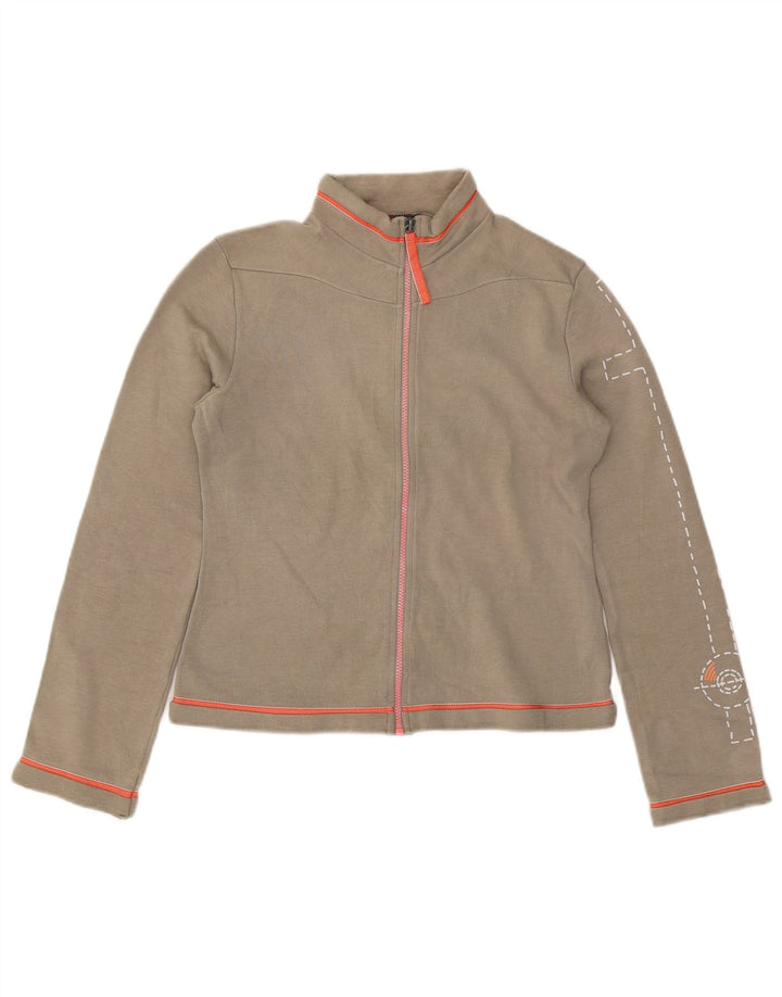Diesel Mujer Gráfico Chándal Top Chaqueta UK 40 Grande Poliéster Gris