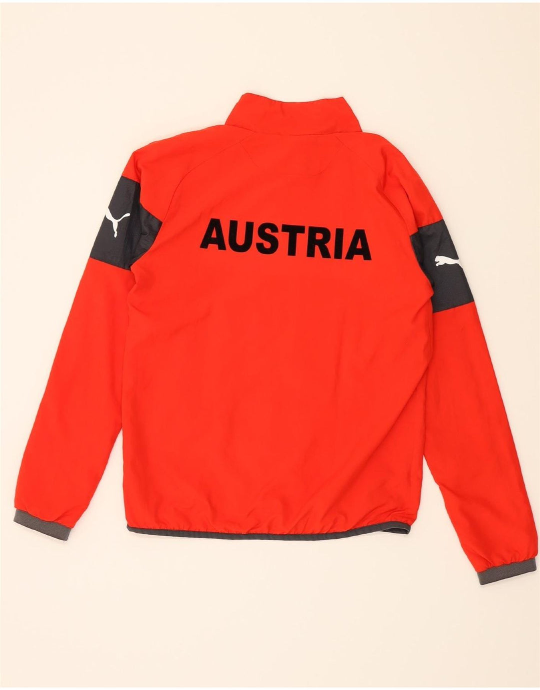 PUMA Mens Austria Graphic Tracksuit Top Jacket Small Red Colourblock Vintage Puma and Second-Hand Puma from Messina Hembry 
