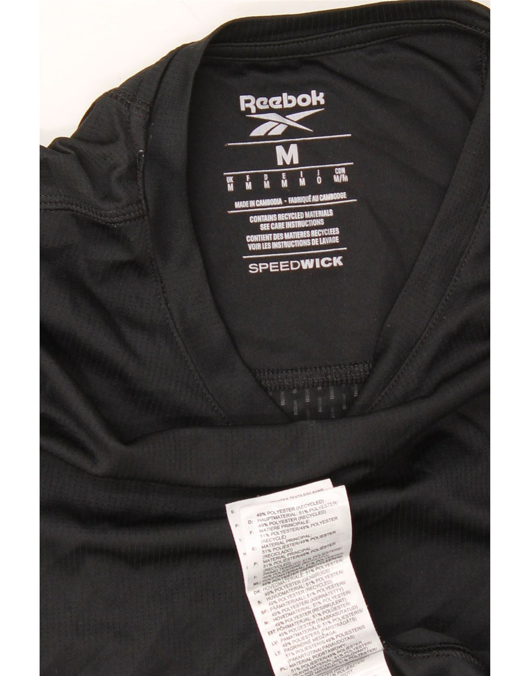 REEBOK Womens T-Shirt Top UK 14 Medium Black Polyester Vintage Reebok and Second-Hand Reebok from Messina Hembry 