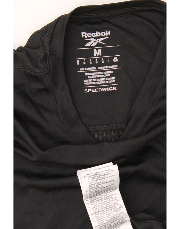 REEBOK Womens T-Shirt Top UK 14 Medium Black Polyester Vintage Reebok and Second-Hand Reebok from Messina Hembry 