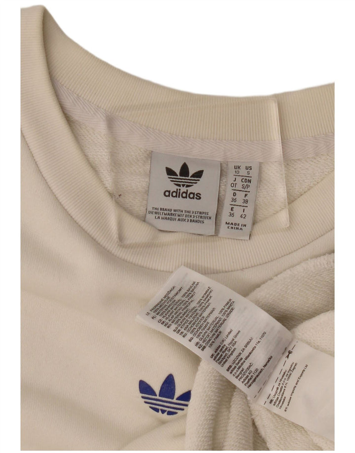 Adidas Sudadera de gran tamaño con gráfico para mujer UK 10 Small Off White