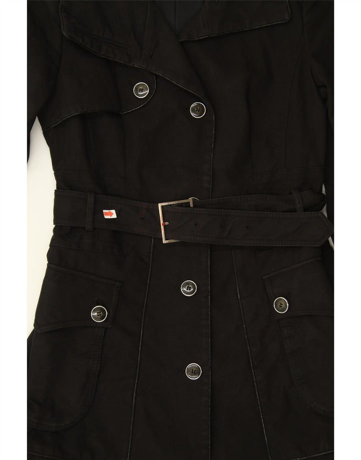 KAREN MILLEN Womens Overcoat UK 12 Medium Black Cotton Vintage Karen Millen and Second-Hand Karen Millen from Messina Hembry 