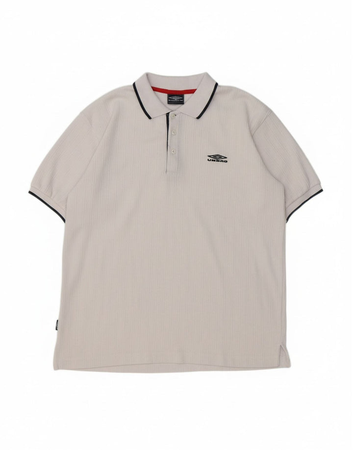 UMBRO Mens Relaxed Fit Polo Shirt Medium White Polyester