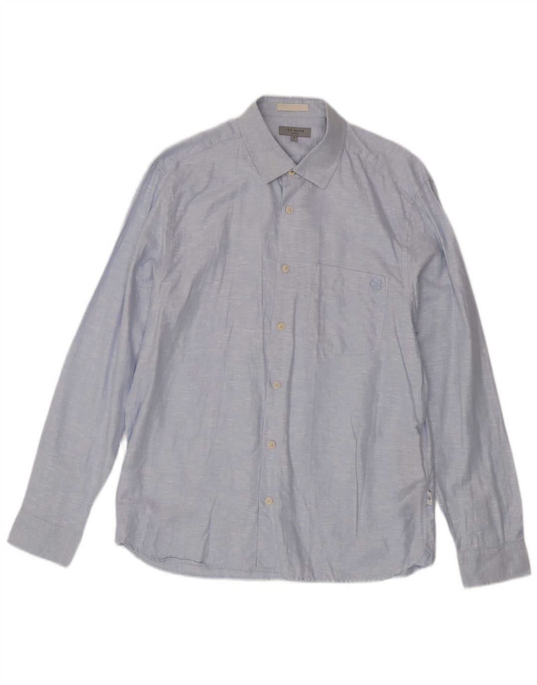 Ted Baker Camisa para hombre Talla 4 Grande Lino moteado azul