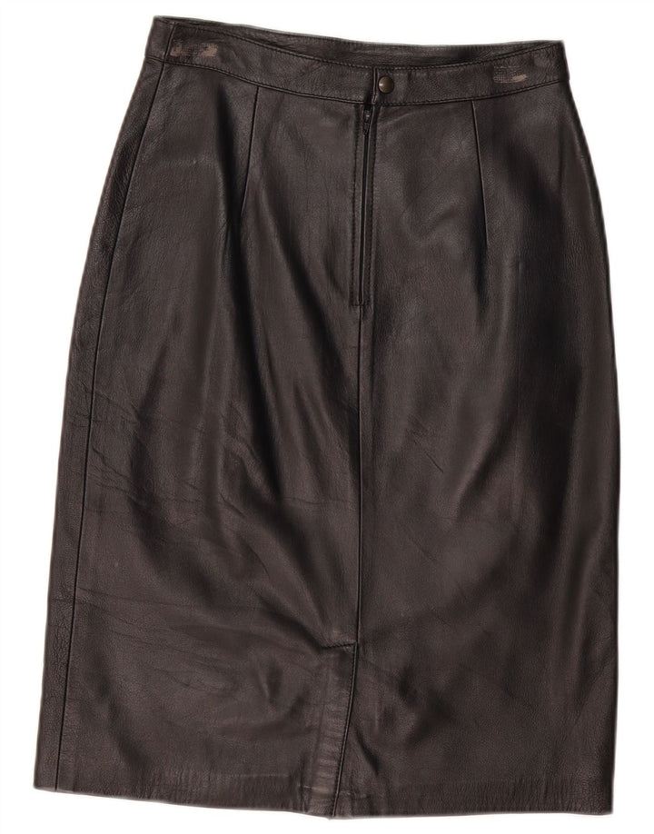 VINTAGE Falda de cuero para mujer IT 44 Mediano W28 Cuero negro