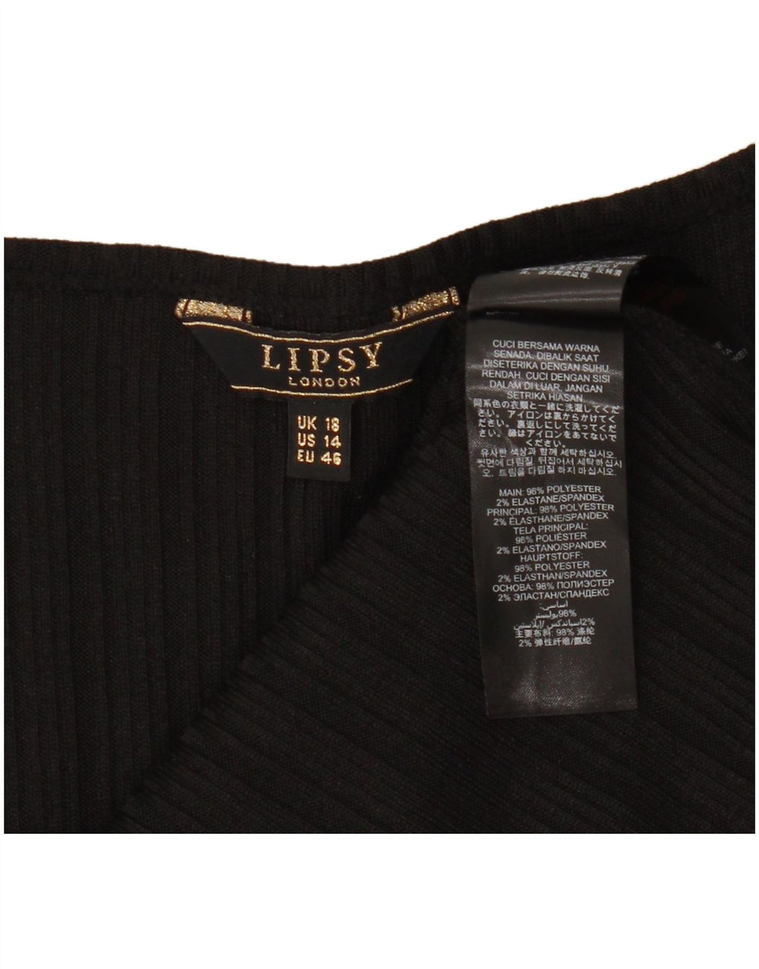 Blusa sin mangas para mujer Lipsy UK 40 XL Poliéster negro